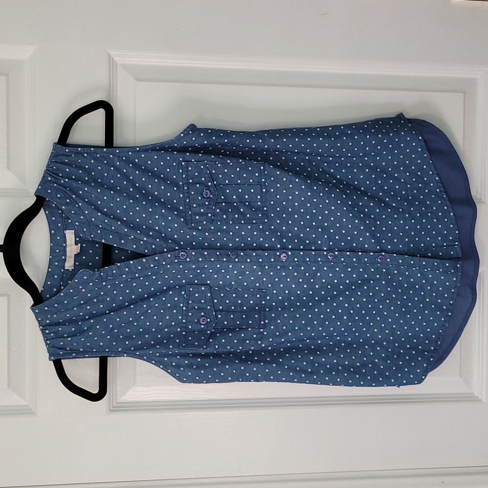 Denim  sleeveless Top M polka-dot